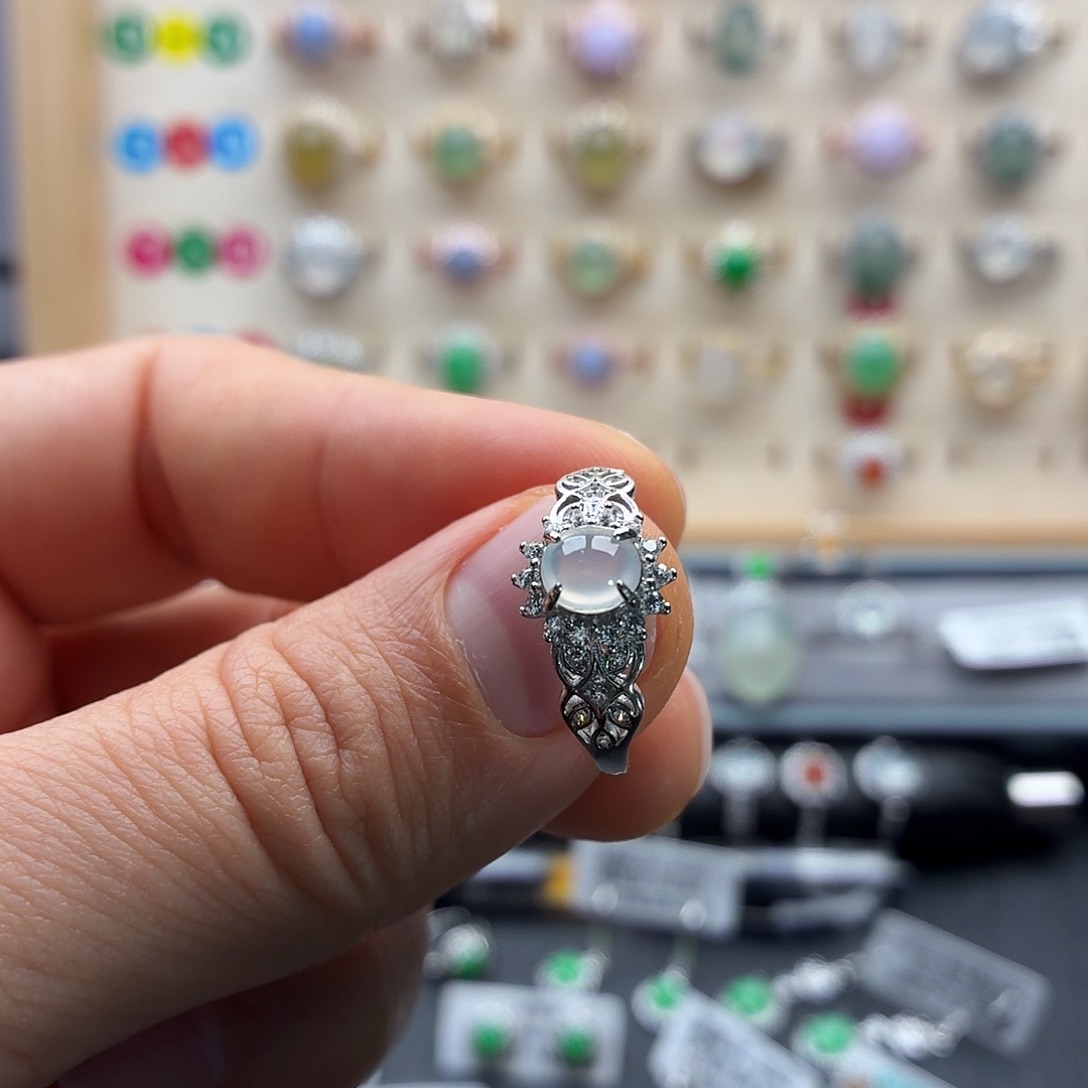 翡翠银S925镶嵌戒指