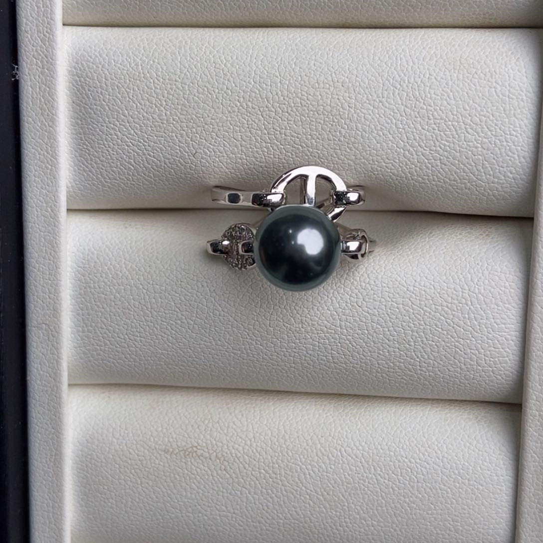 海水珍珠戒圈银S925镶嵌