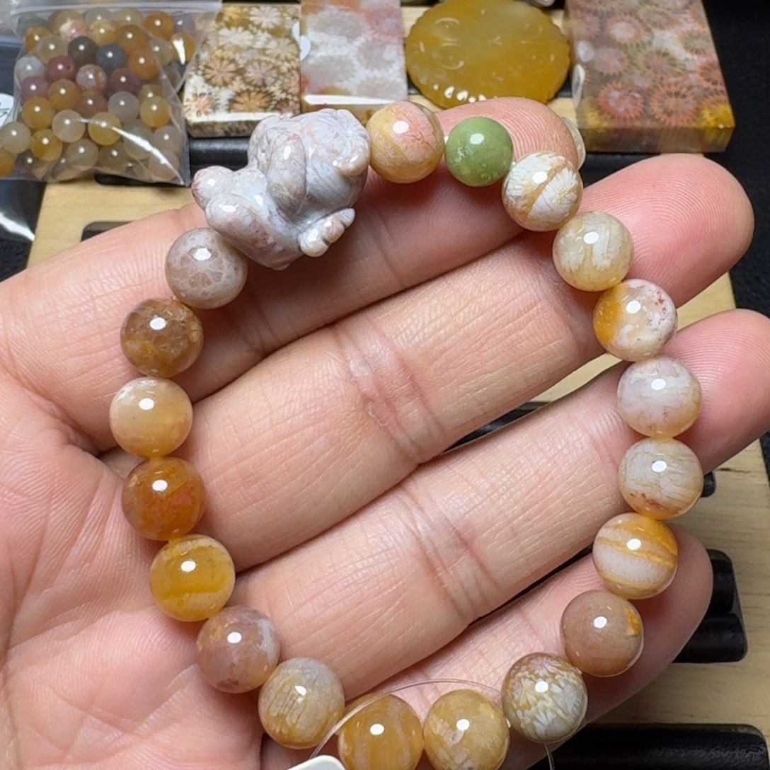 硅化珊瑚（珊瑚玉）纯天然色有机玉石未镶嵌