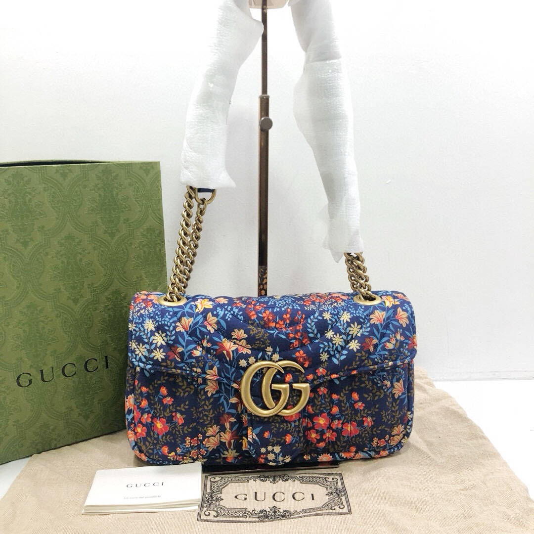 99新 GUCCI/古驰 双G马尔蒙链单肩斜挎包