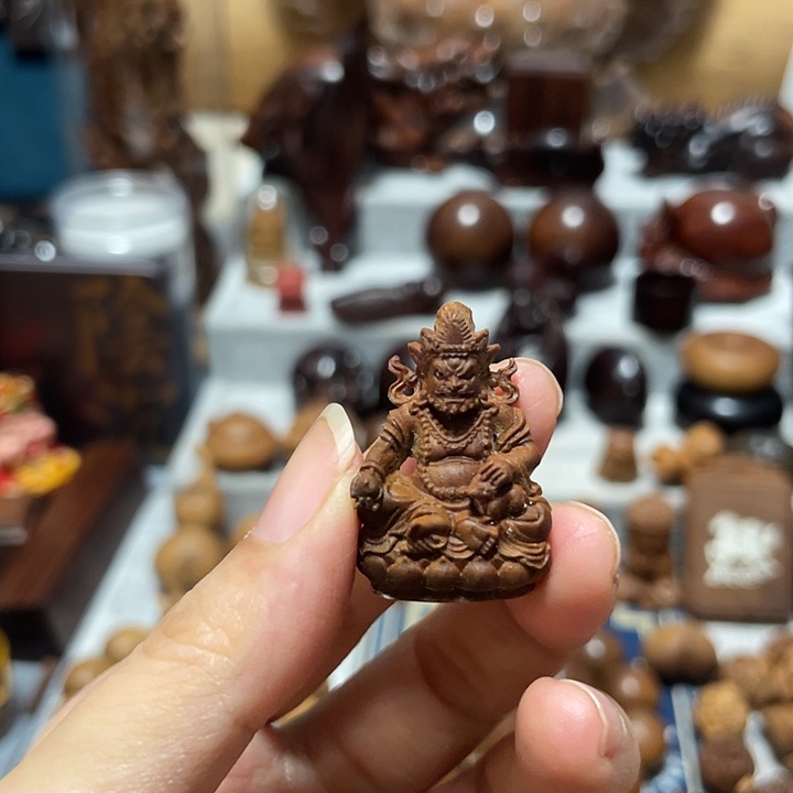 星***轩檀香木无事牌财神印度迈索尔老山檀香