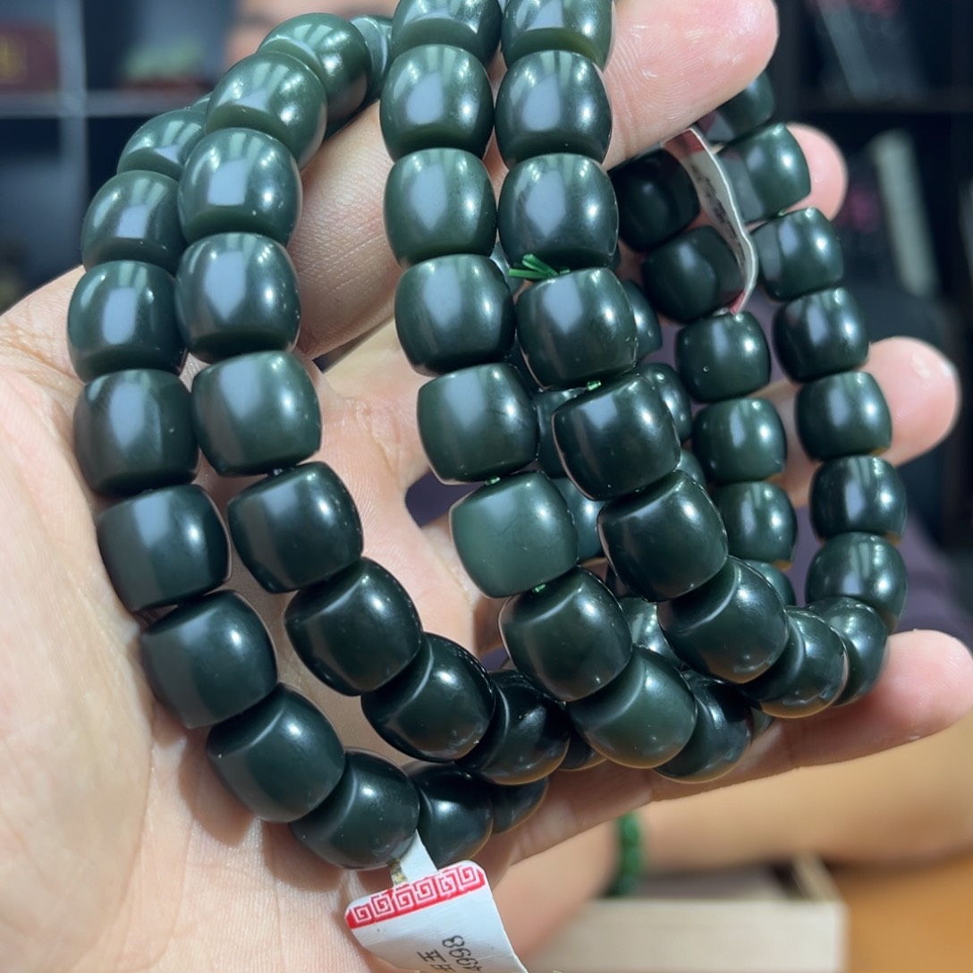 和田玉手串未镶嵌纯天然和田玉新疆塔青12多样性发其一