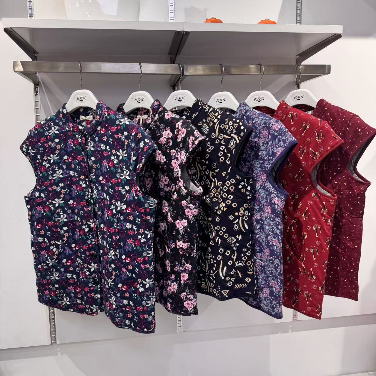 森鹅女士蚕丝印花小袖棉马甲02802 04202