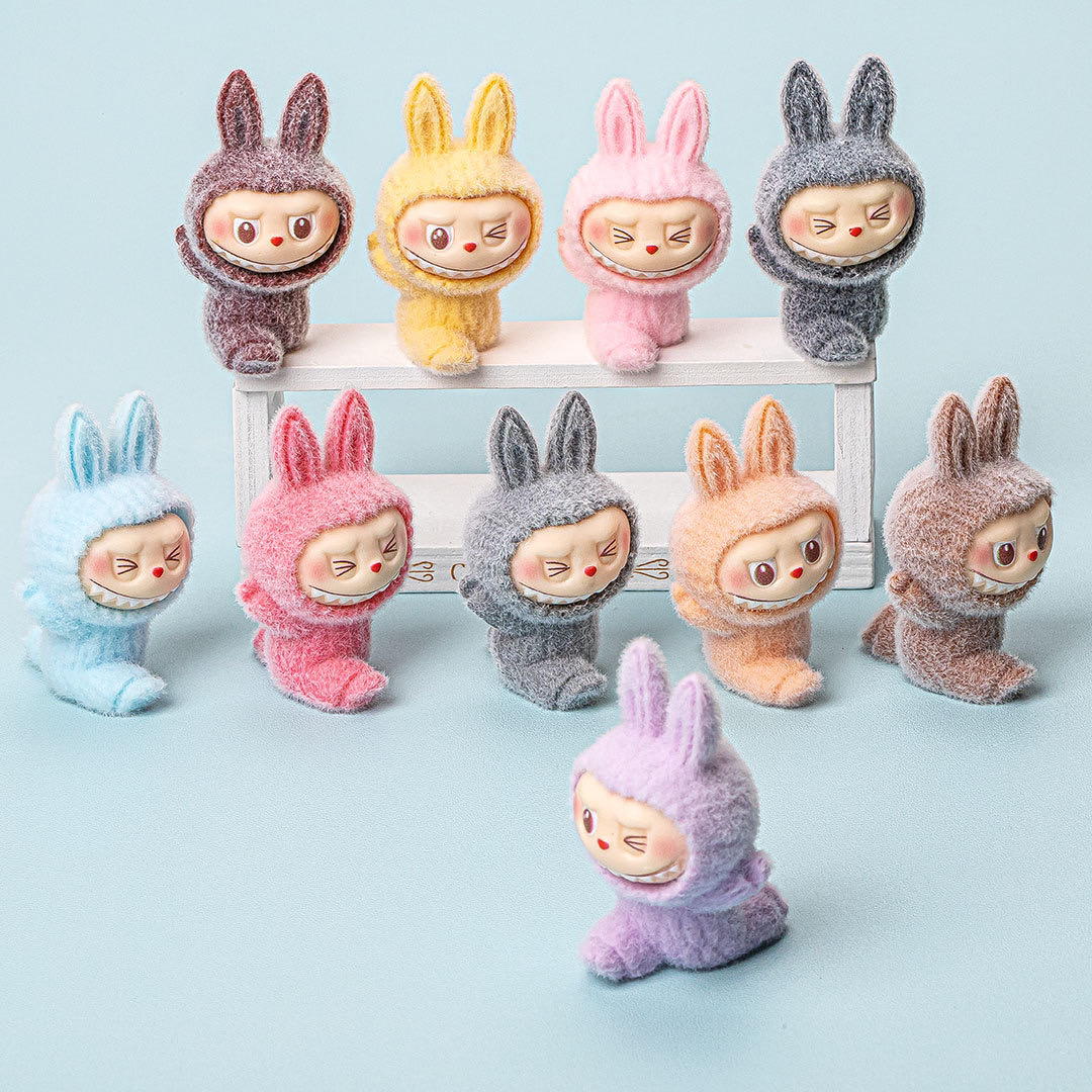 【双许愿+对对碰+九宫格】植绒劈叉拉布布diy饰品树脂车载桌面摆件