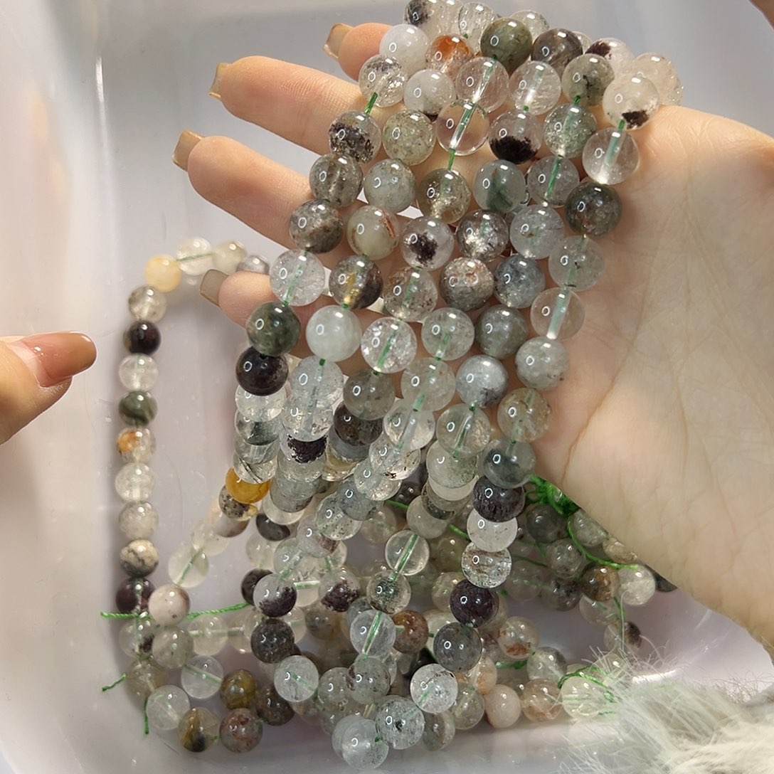 玛瑙/玉髓合金珠宝半成品绿幽灵卡10一条