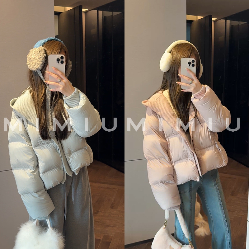 【mimius】肉肉 可溯源三星安心羽绒 针织连帽拼接羽绒服 G10322