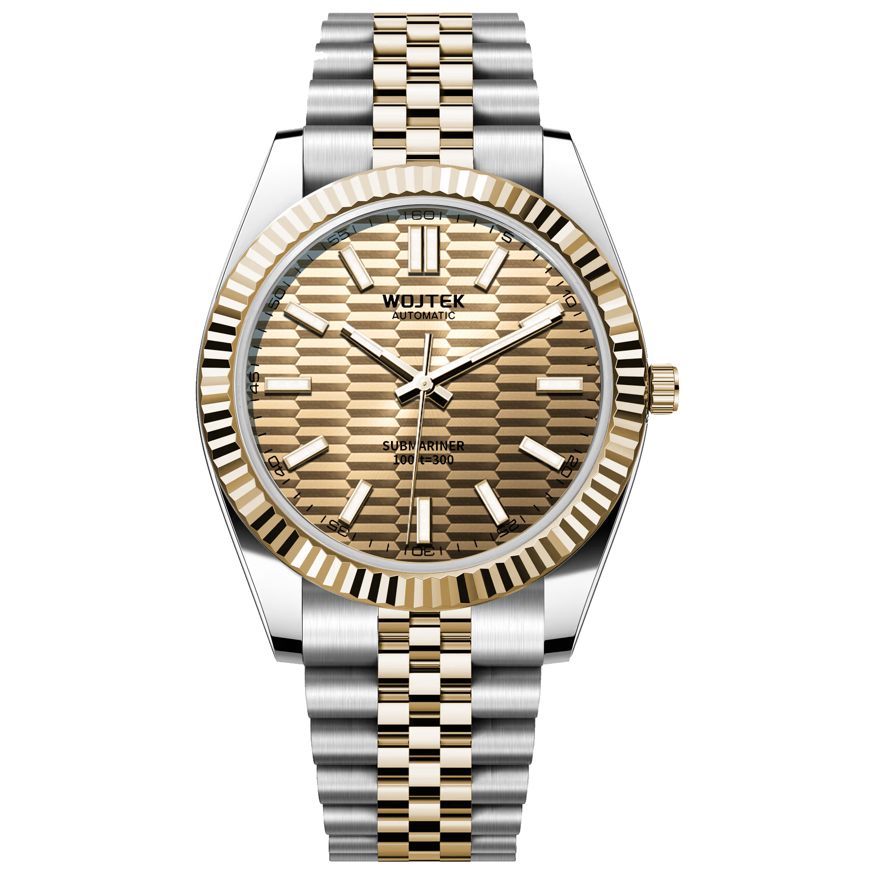 WOJTEK沃铁 黑金纹日志系列 进口夜显 男士钢带机械手表850-TY