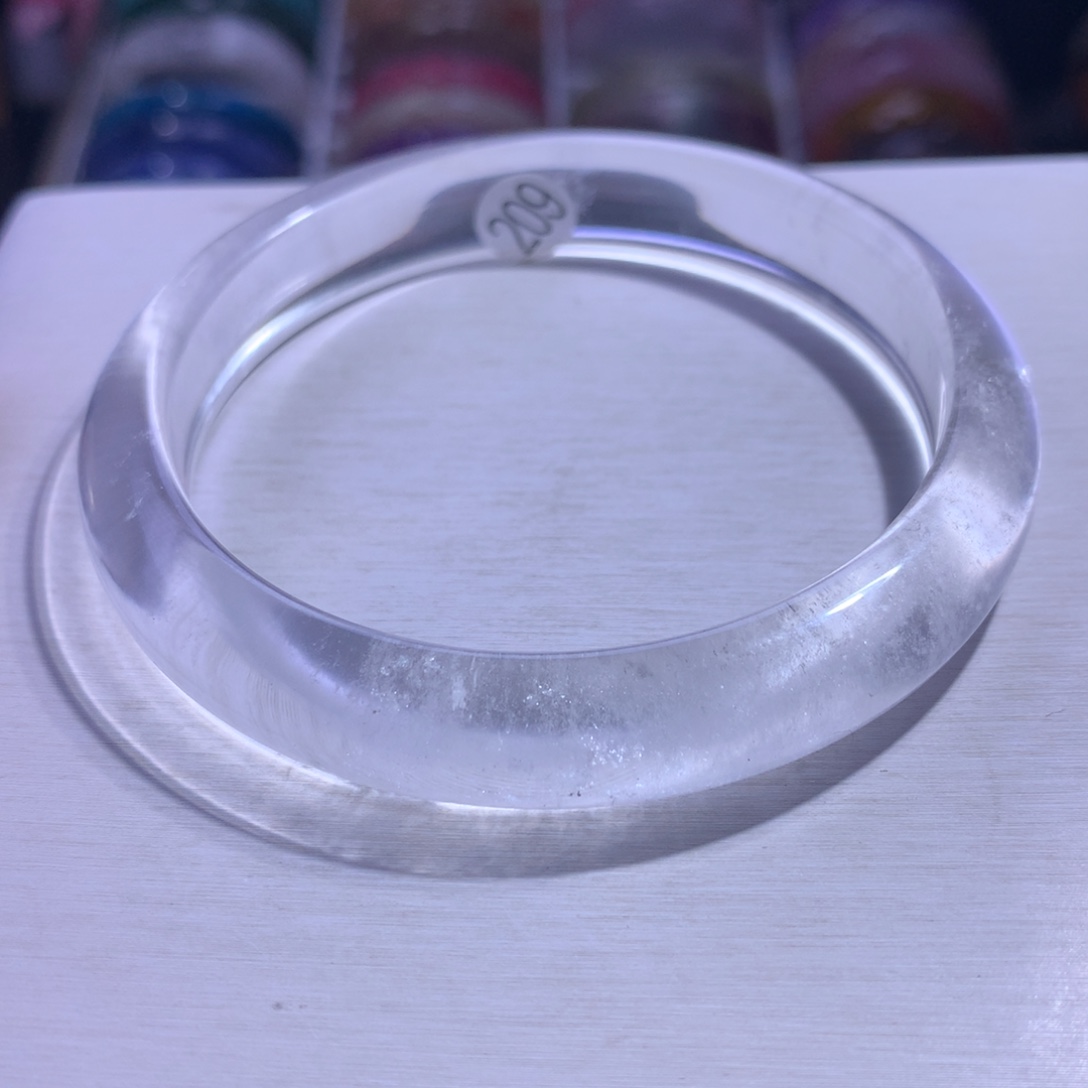 水晶银S925镶嵌手镯白水64.6圈209