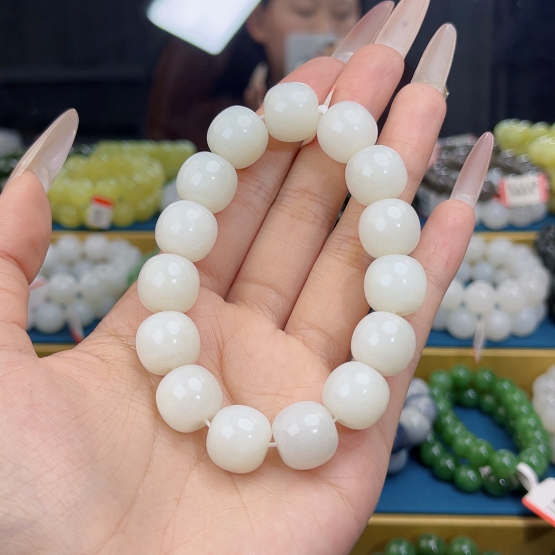 吉***哥和田玉未镶嵌手链天然和田玉新疆且末天泰羊脂白玉手串14