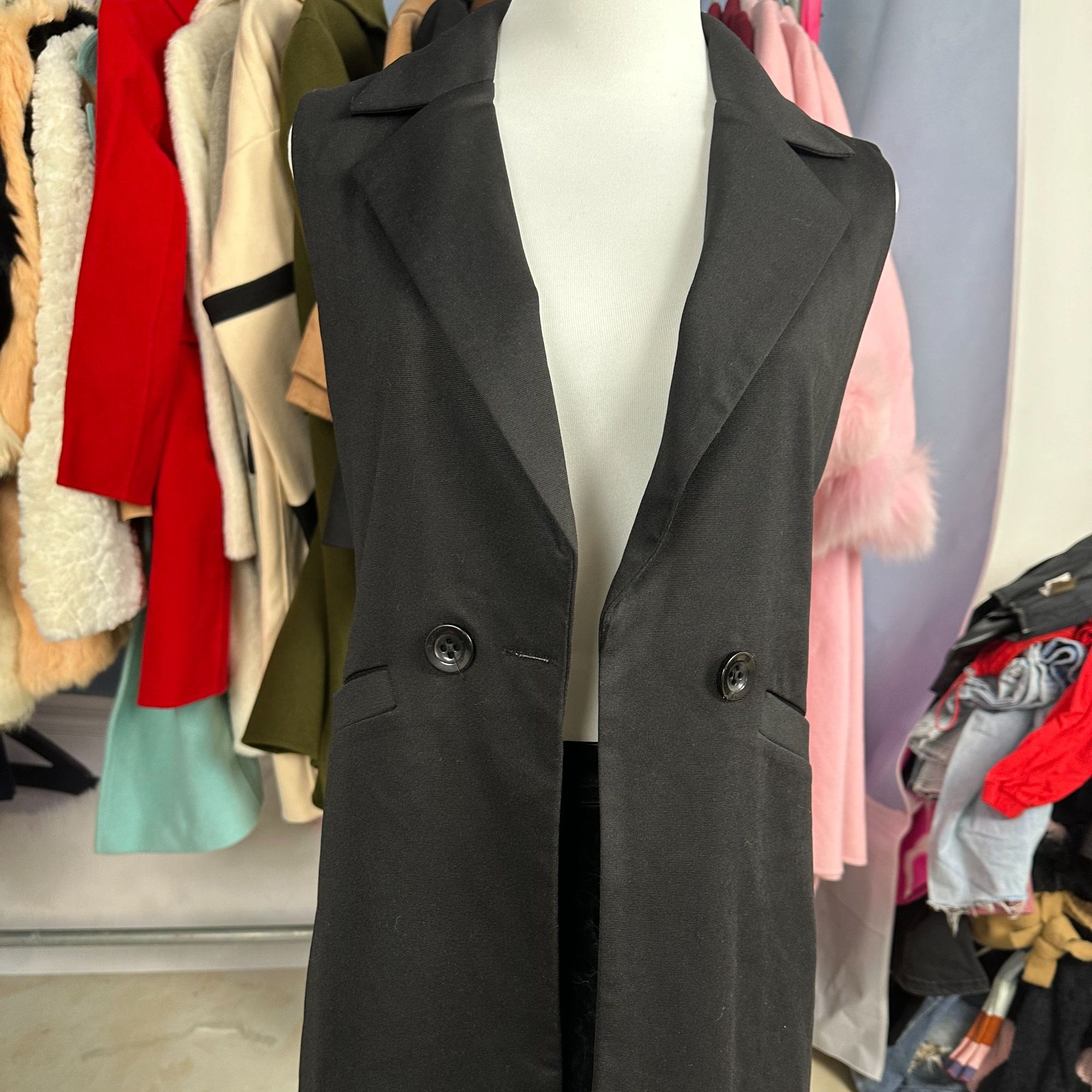 【直播过款专用 勿直接拍】中长款纯色毛呢中长黑色气质马夹修身