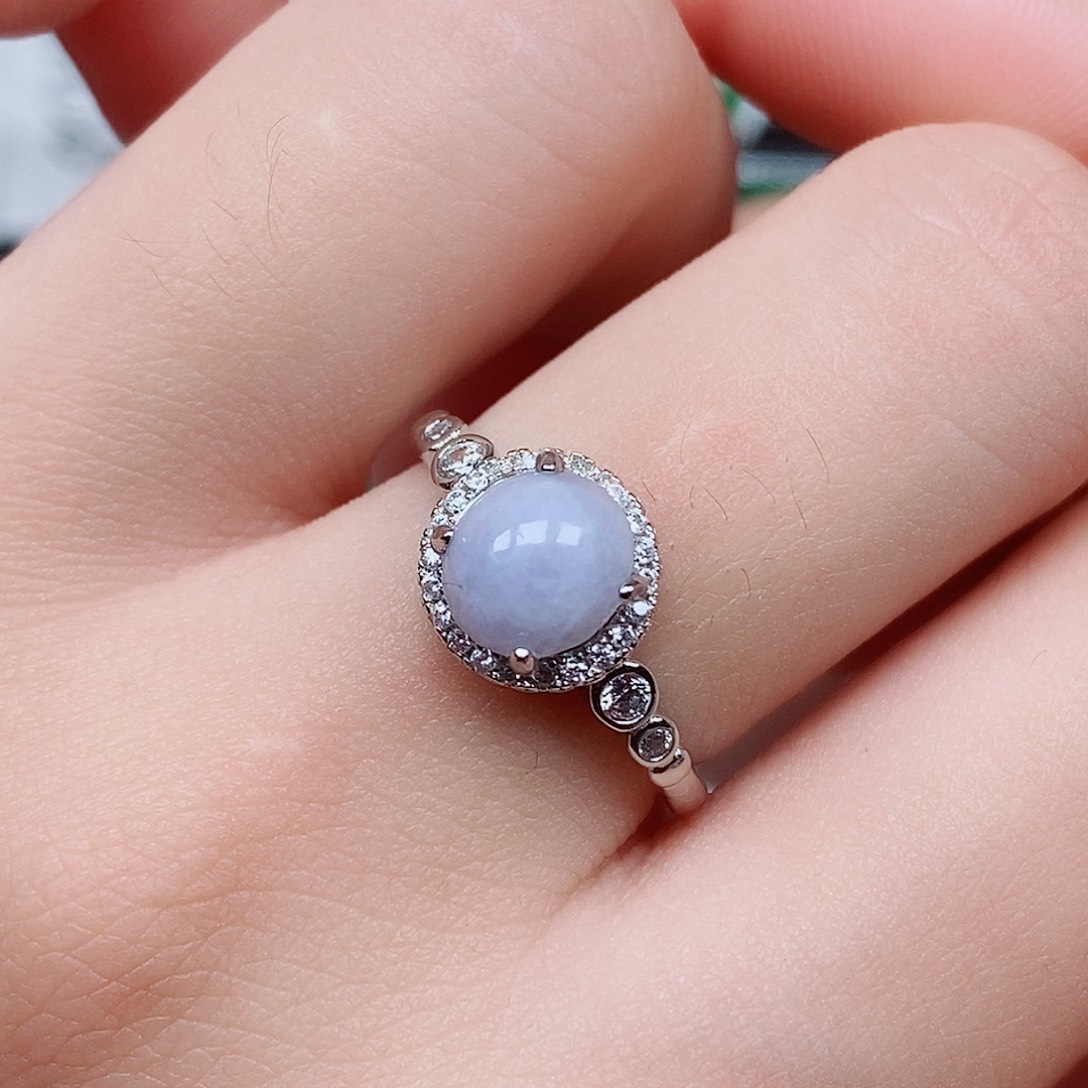 翡翠戒指银S925镶嵌戒指