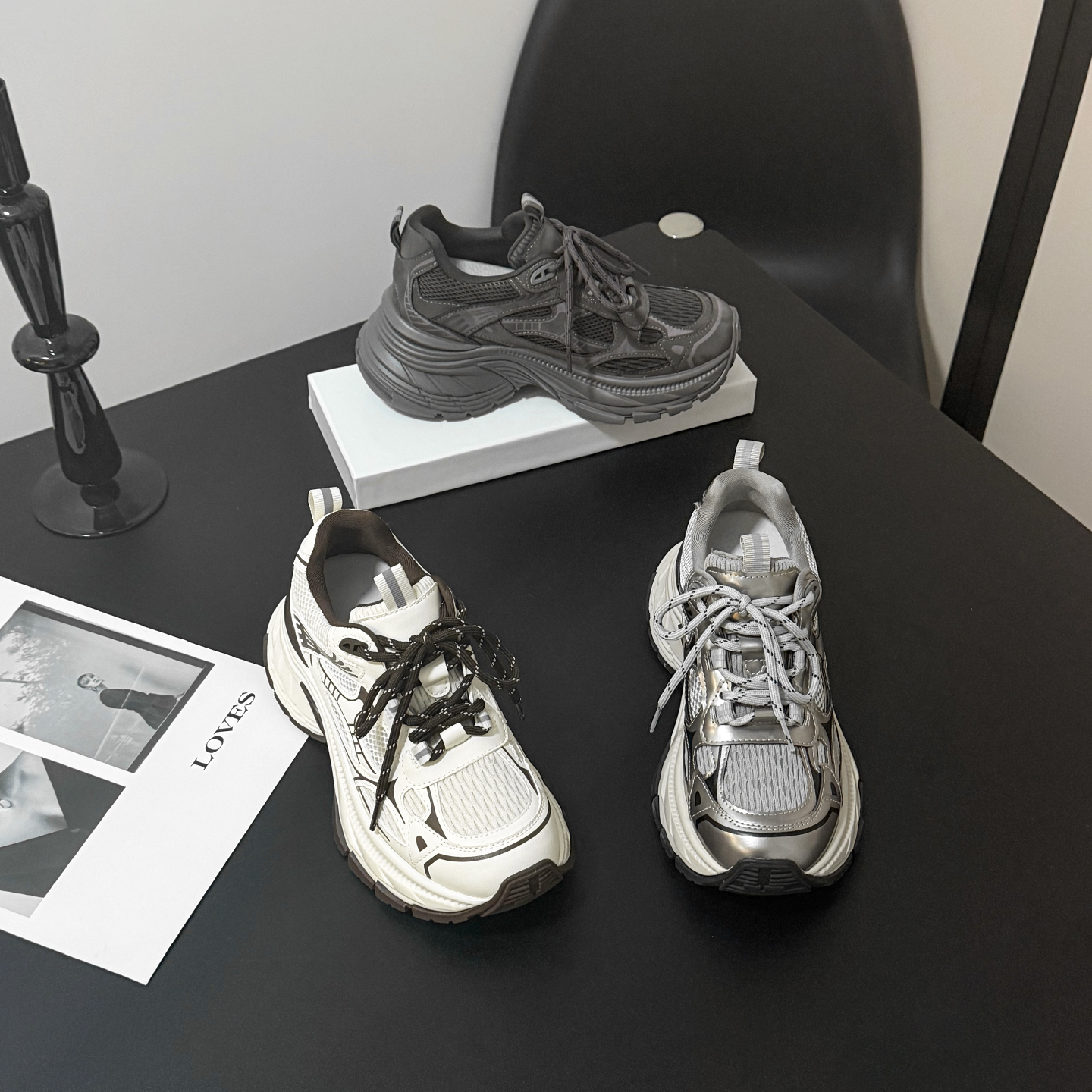 晶姐【冬上新】+9cm热卖款 ！老爹鞋女款新款透气厚底运动鞋33721