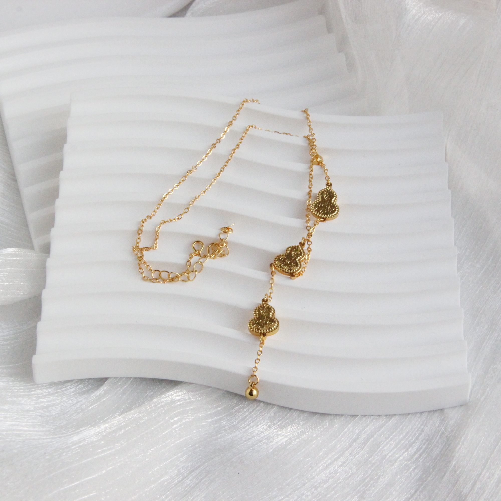 铜合金项链 #21 碎碎冰葫芦锁骨链 周长40cm-46cm可调节