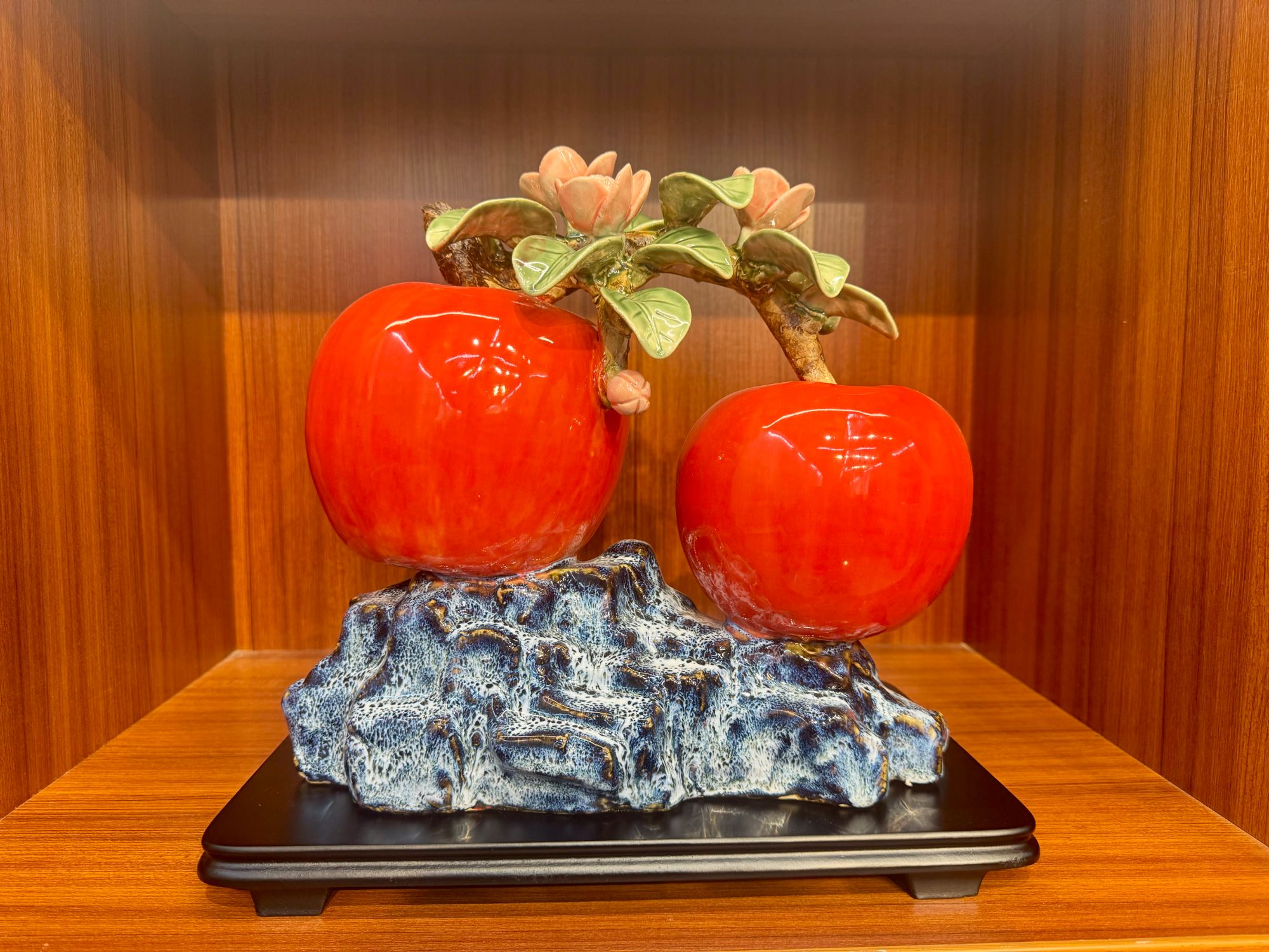 石湾公仔富贵平安陶瓷苹果摆件玄关酒柜客厅博古架中式摆设