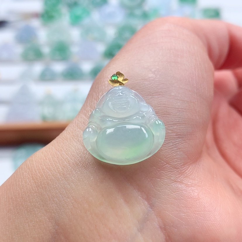 【闪购商品】翡翠吊坠(赠链)18K金镶嵌