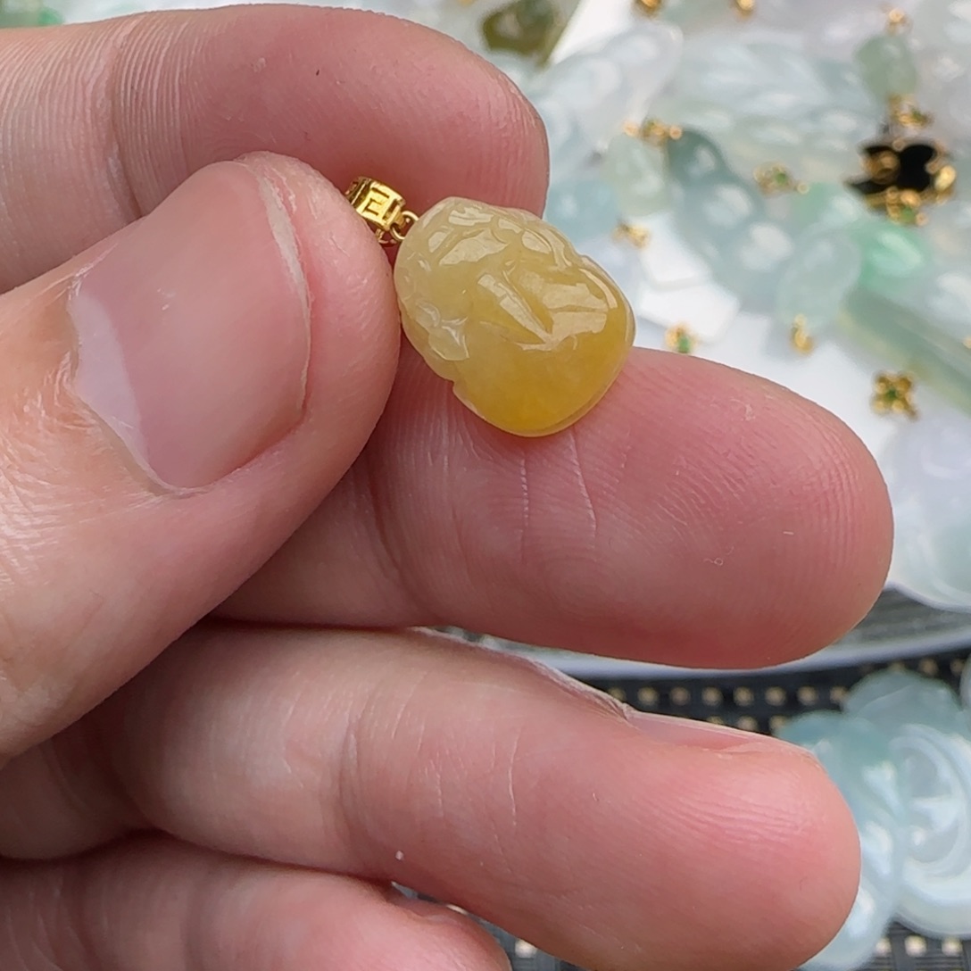 【闪购商品】翡翠吊坠(不含链)18K金镶嵌迷你小皮