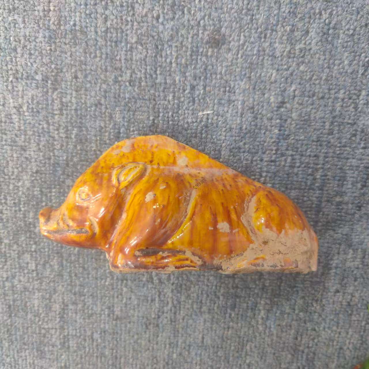 古陶瓷三彩雕刻摆件/猪