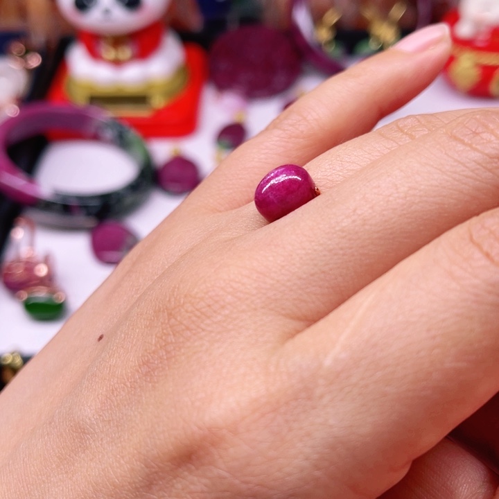 戒指银S925镶嵌红宝石