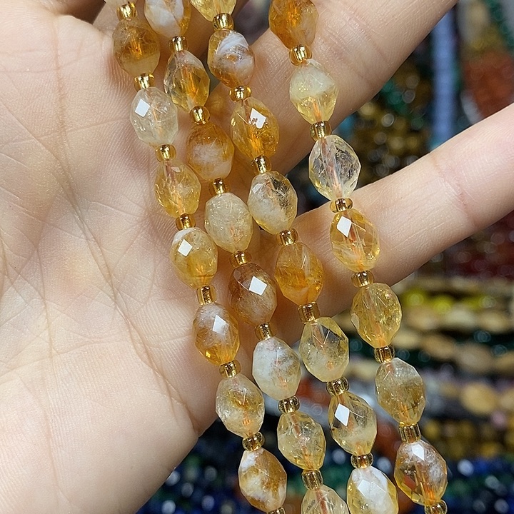 玛瑙/玉髓未镶嵌珠宝半成品天然黄塔晶米切7*8mm