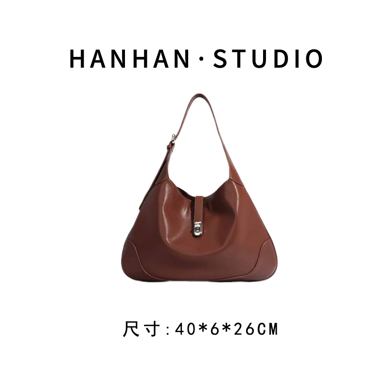 【韩韩甄选】ZG-F9833-复古棕 轻奢时尚复古气质百搭单肩腋下女包