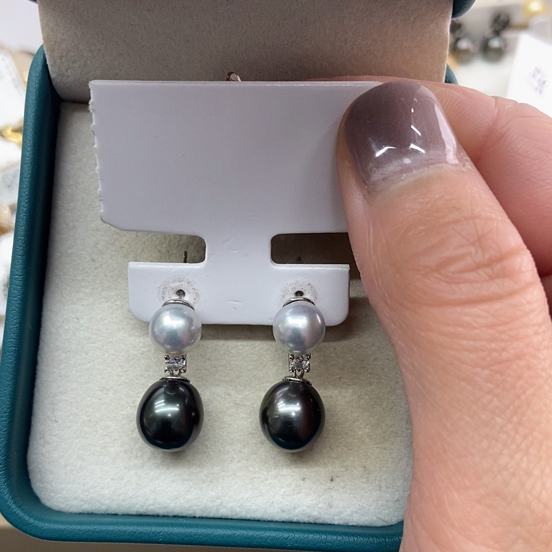 海水珍珠耳饰银S925镶嵌