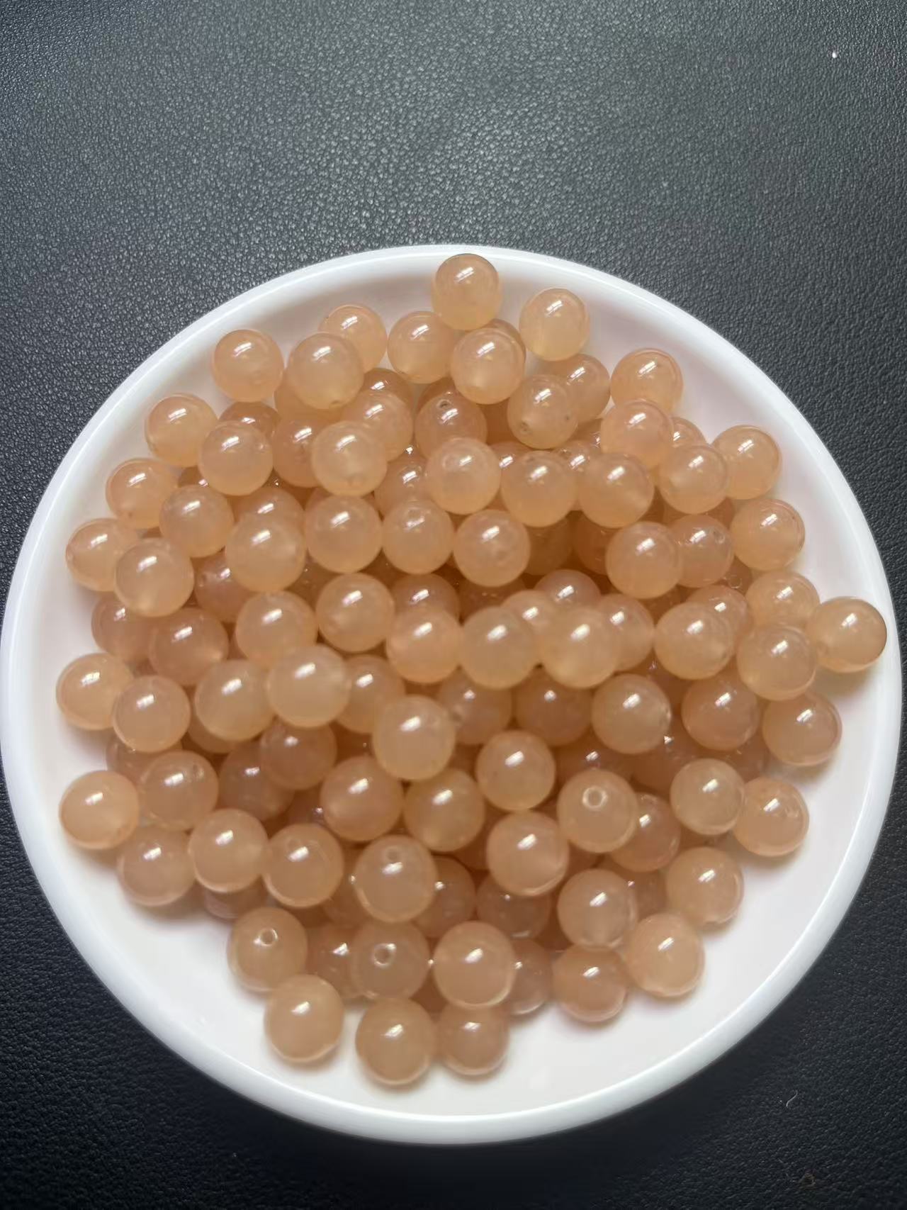 天然和田玉散珠  藕粉47--卡12MM -- 10颗（赠弹力绳）