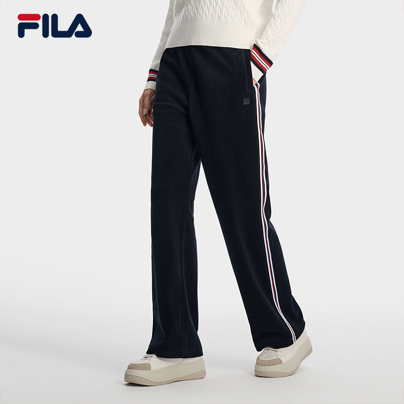 Fila/斐乐春季女士新款垂感直筒运动休闲针织长裤户外F11W618608F