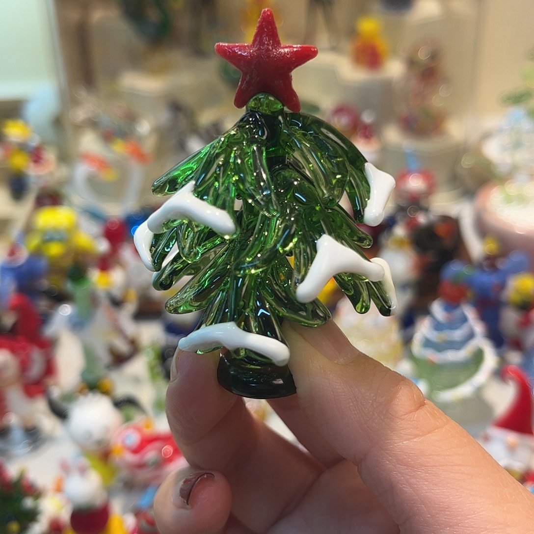 琉璃手工艺品落雪圣诞树