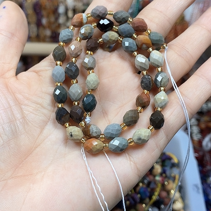 玛瑙/玉髓未镶嵌珠宝半成品天然美国图画石米切卡6*8mm