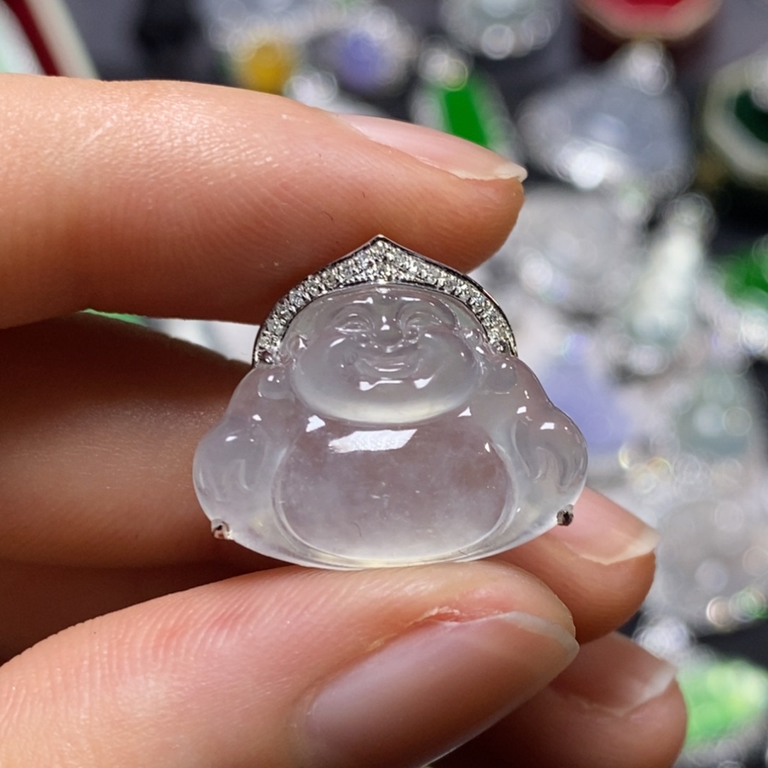 翡翠18K金镶嵌吊坠(不含链)佛