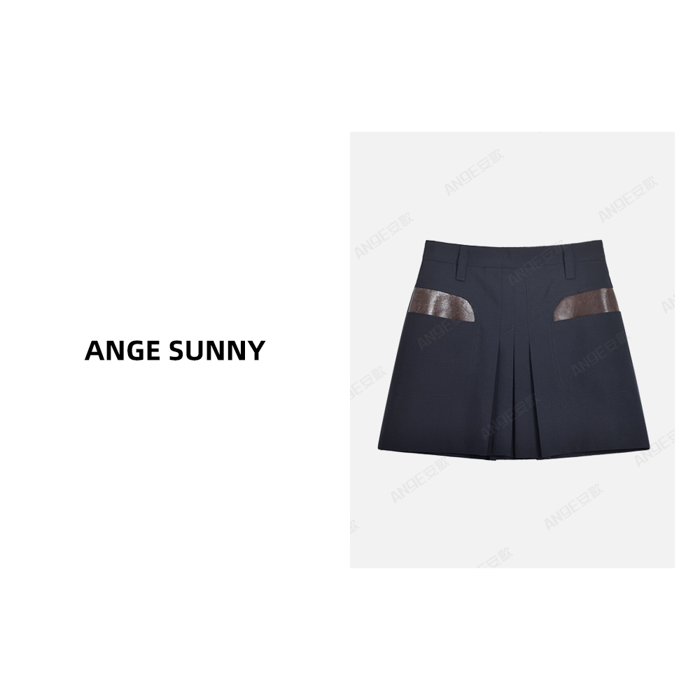 曲阳 ANGE SUNNY【关晓彤同款 拉达进口羊皮羊毛半裙】皮质半身裙