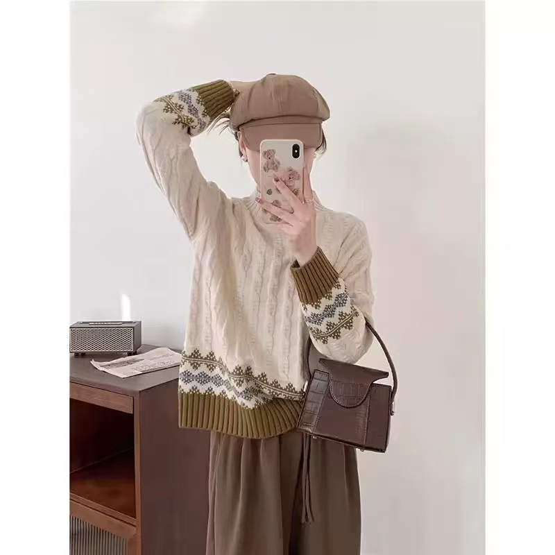 411新款提花宽松休闲风时尚针织衫