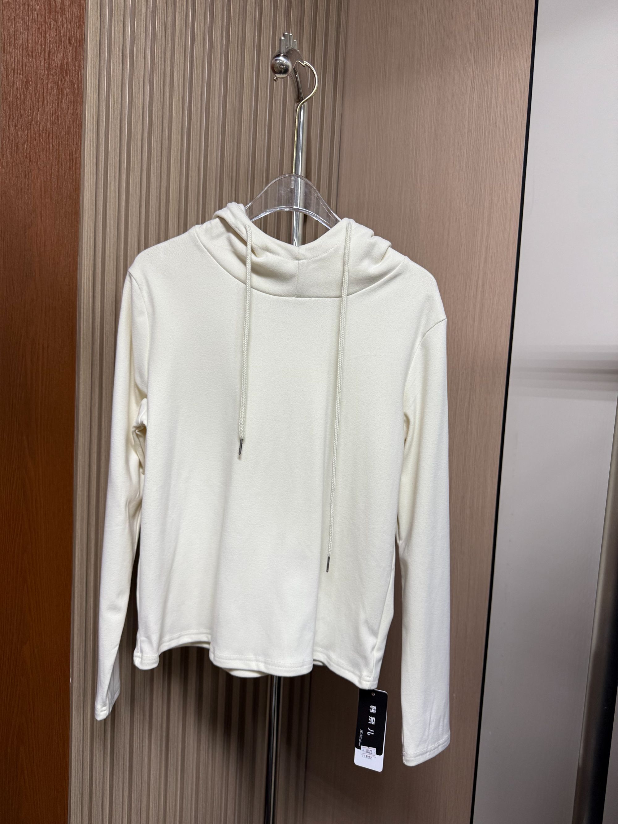 1073#连帽纯色德绒韩版长袖欧货上衣杏色