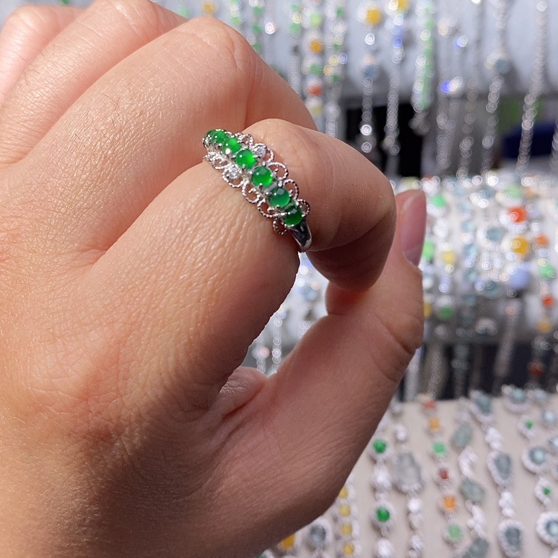 翡翠银S925镶嵌戒指