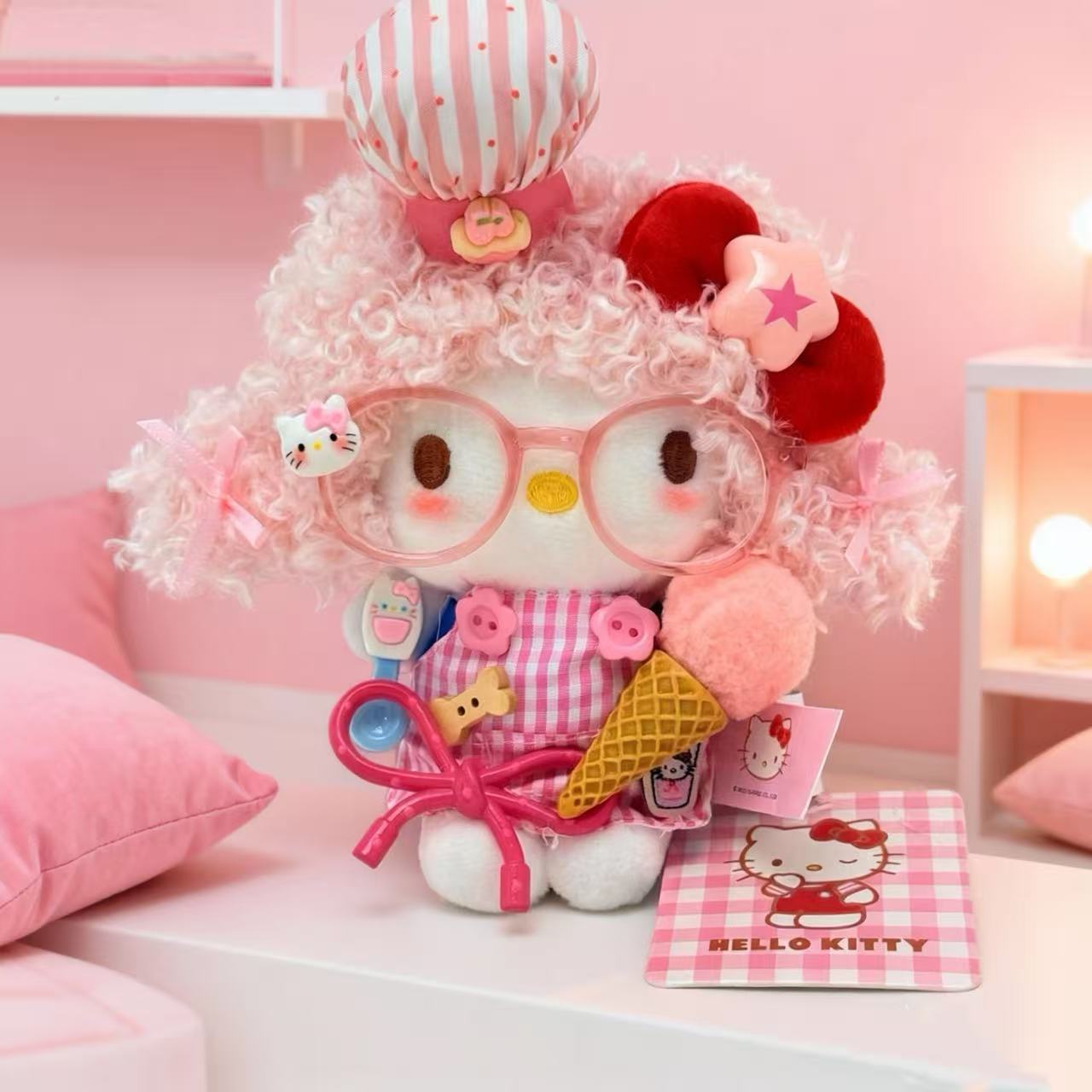 正版三丽鸥hellokitty包包挂件冰激凌奶糖七夕礼物闺蜜毛绒挂件