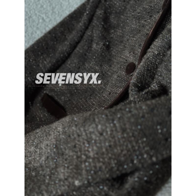 【76布朗尼】丝绒拼接 小香风 24早秋 SEVENSYX 高定 小香风外套   