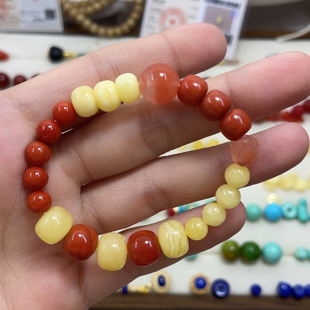 琥珀未镶嵌裸石套装 手串