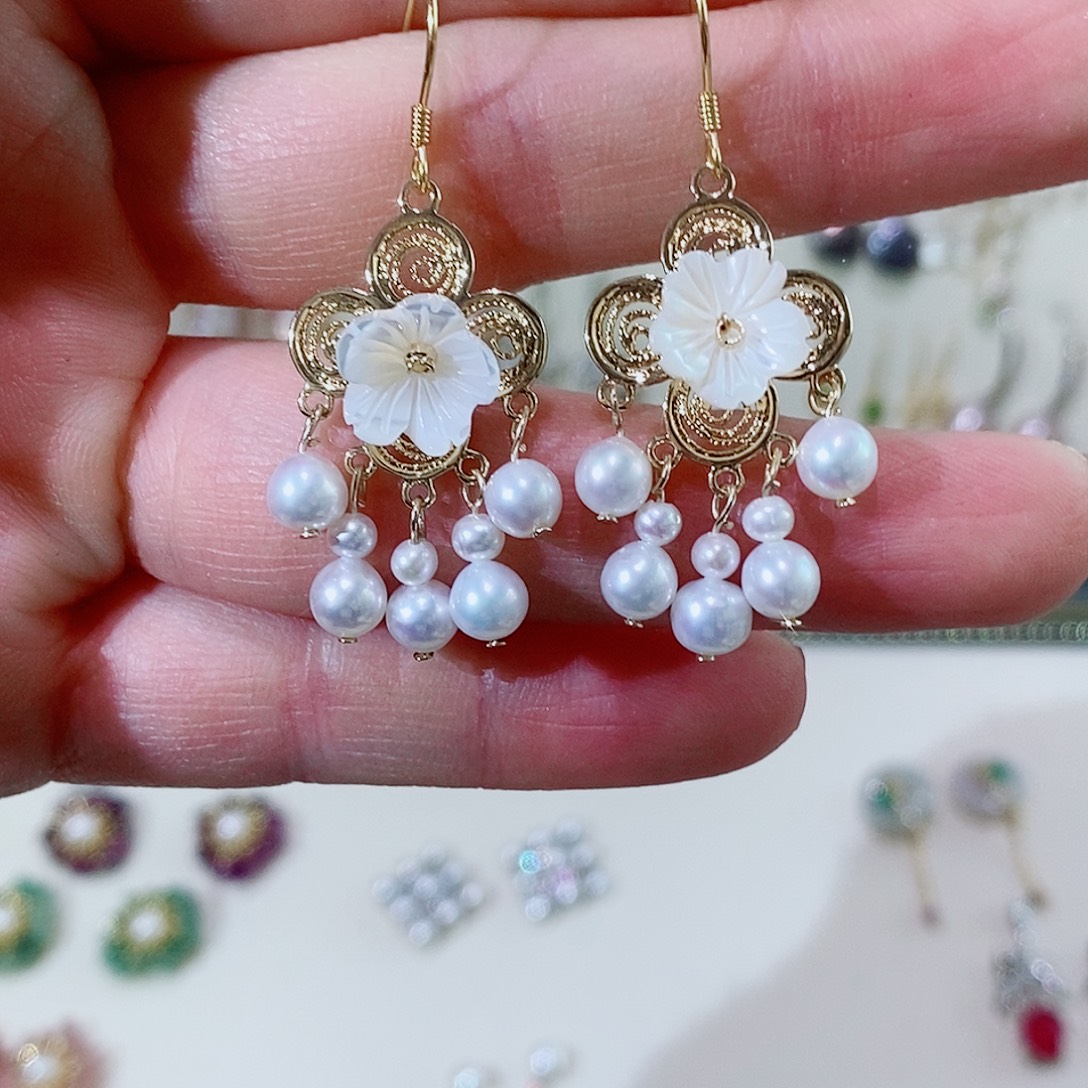 查罗石合金耳钉耳环