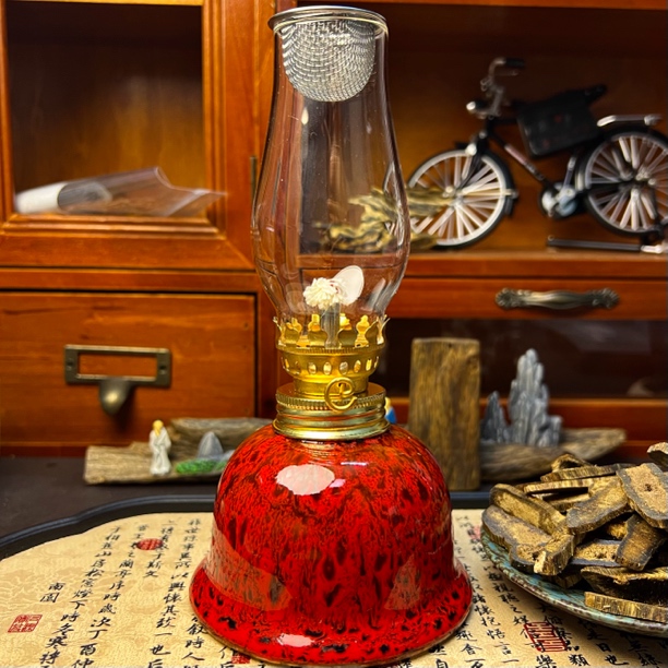 酥油灯复古中式手工陶瓷香薰灯茶室家用摆件照明灯酥油灯奇楠熏香