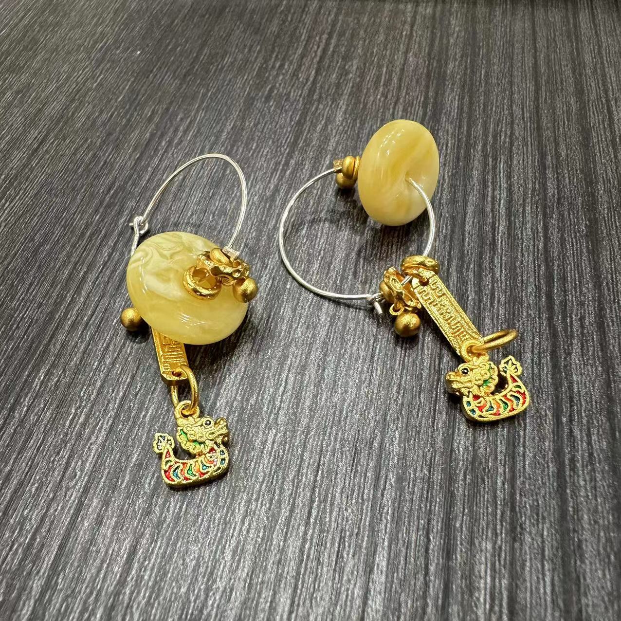 925银耳饰 复古古法精美素款耳环【哎呦家17043】