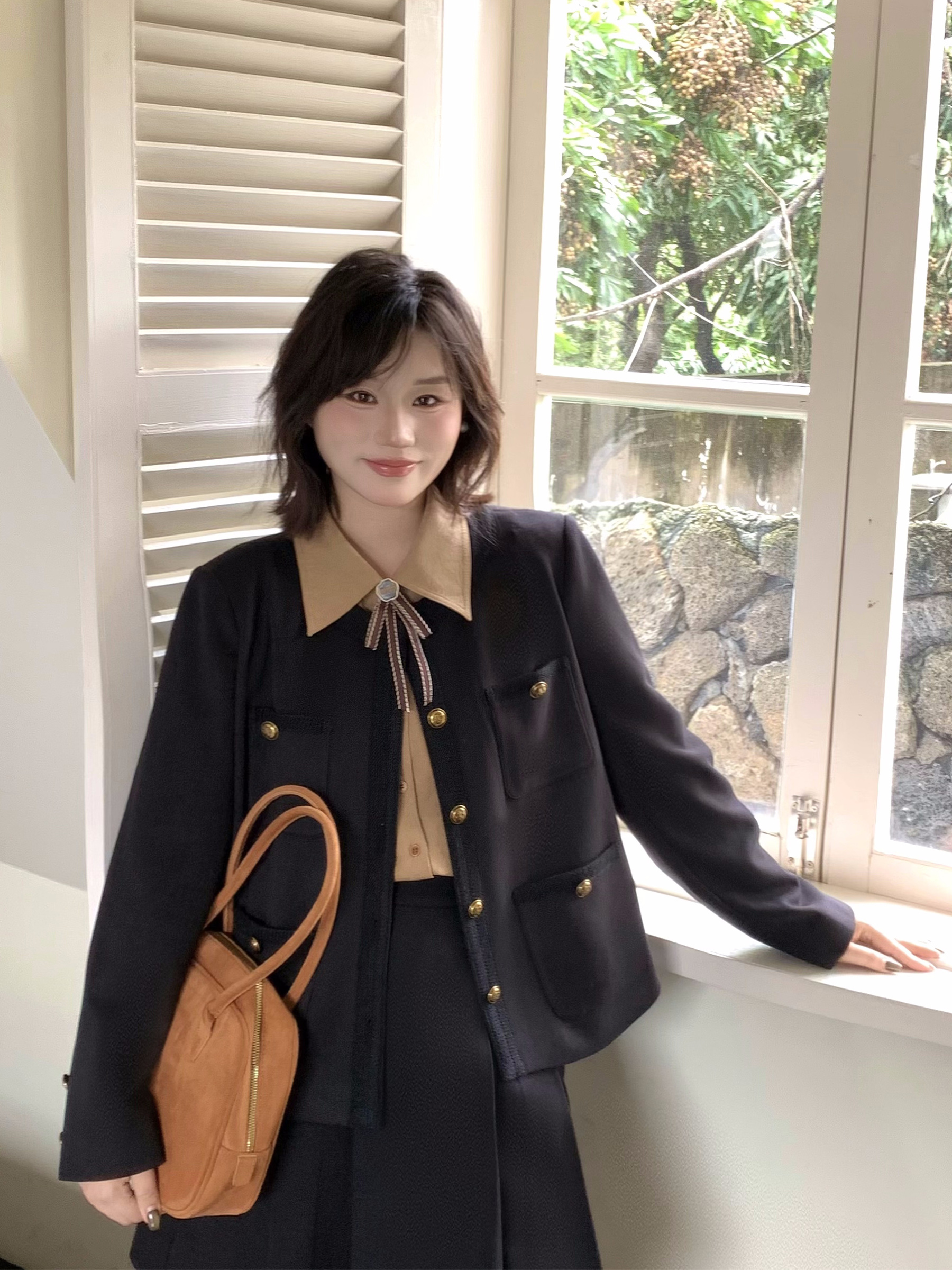 月半鱼【流金岁月】早秋季新款法式正肩短外套女高级感小个子上衣