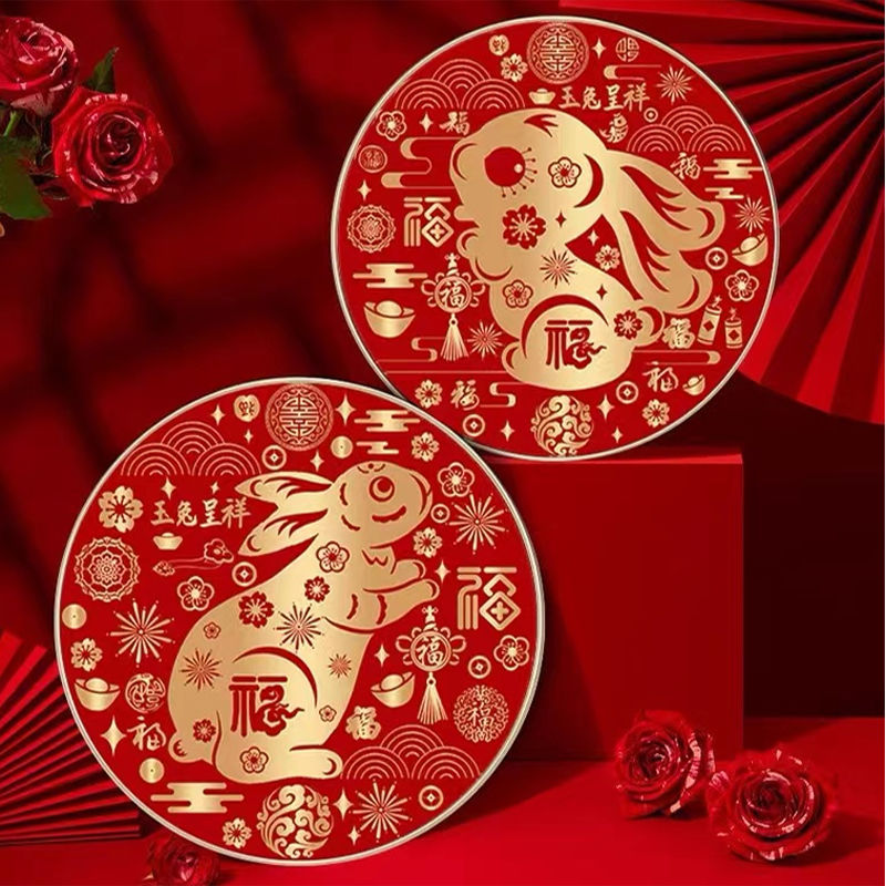 新款喜庆兔子百福图满绣十字绣适合客厅的线绣手工绣