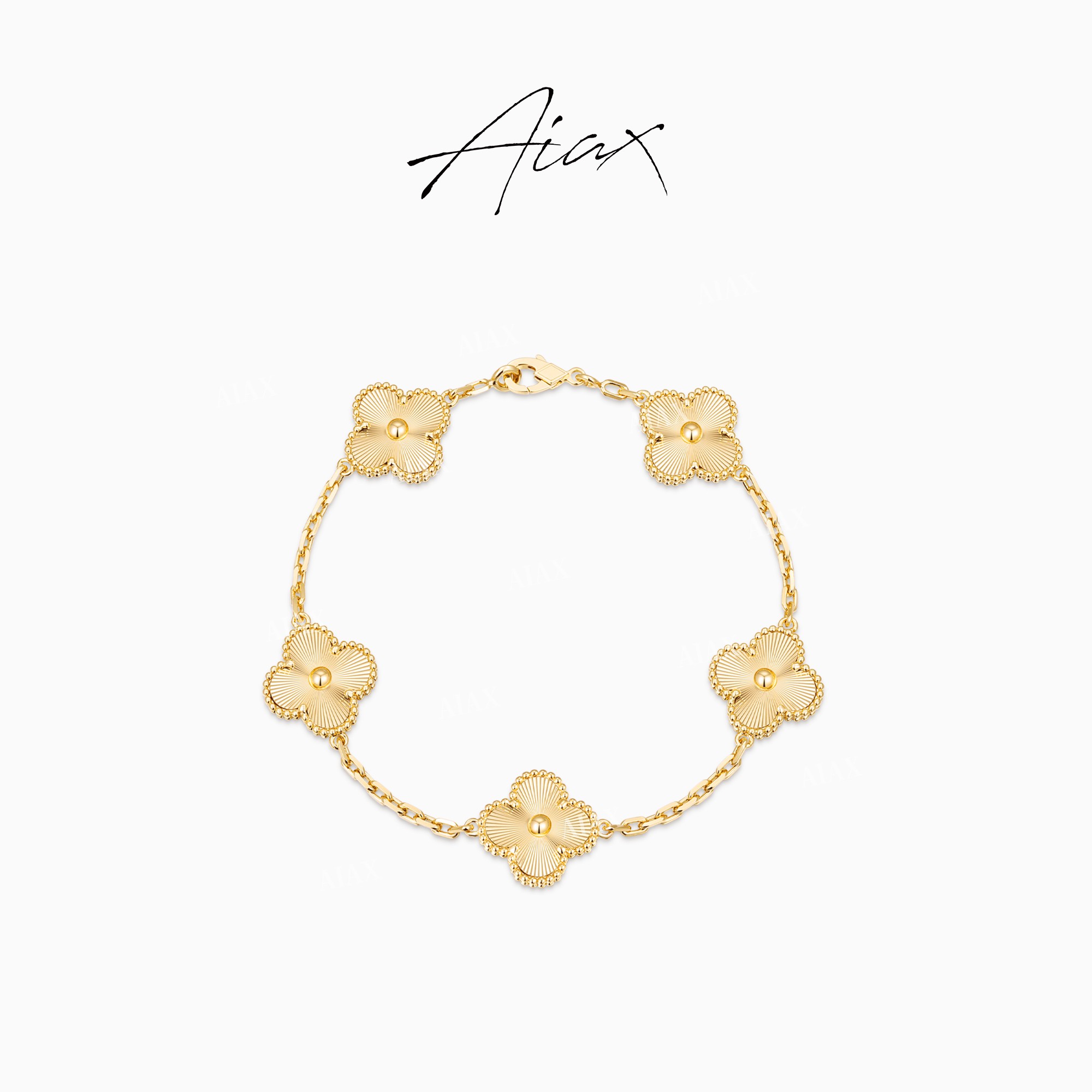 AIAX 925银 流光风【秋上新】轻奢简约镭射幸运四叶手链 TSS7276