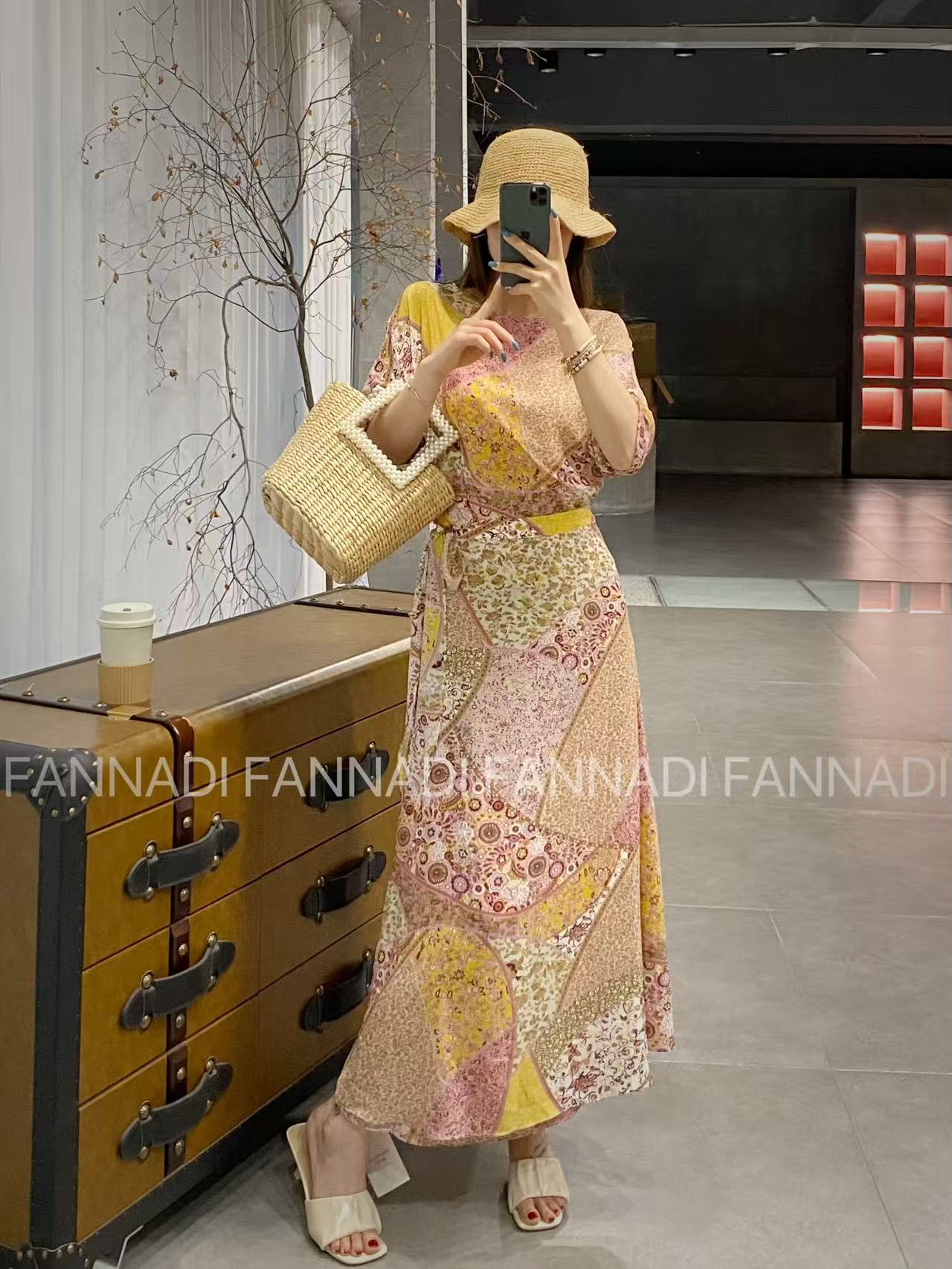 SOSE【连衣裙】欧若风时尚气质复古显瘦系带设计 XM 25139