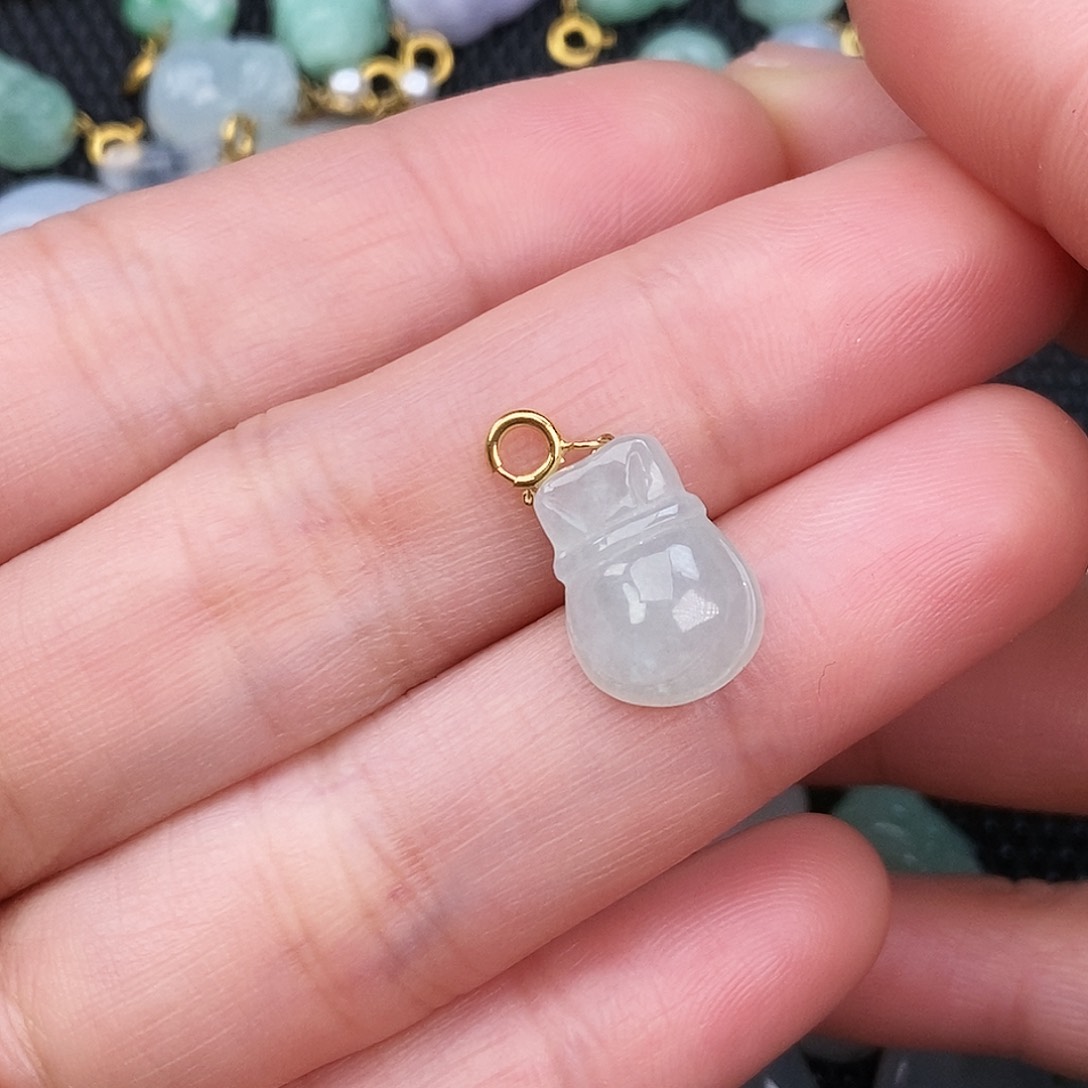 翡翠颈饰18K金镶嵌钱袋子