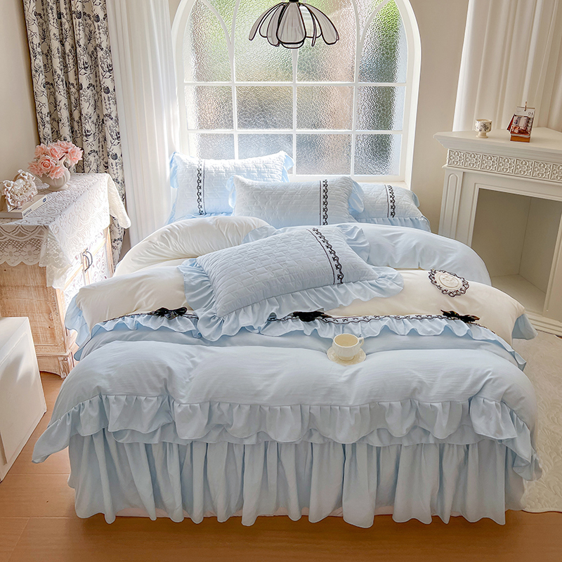 新款喜芙棉蕾丝花边床裙四件套-蜜芙蕾亲肤透气柔软舒适