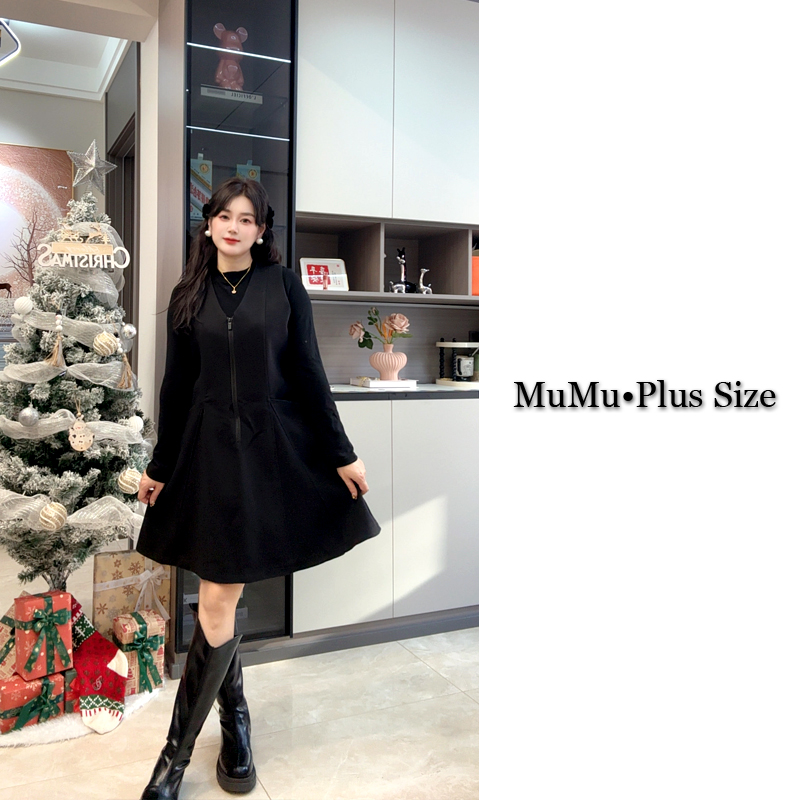 【木 木】洋气无袖v领背心裙女秋冬2025新款独特漂亮超百搭两件套