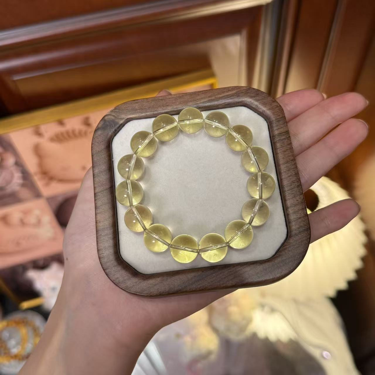 天然柠檬黄水晶素圈手串