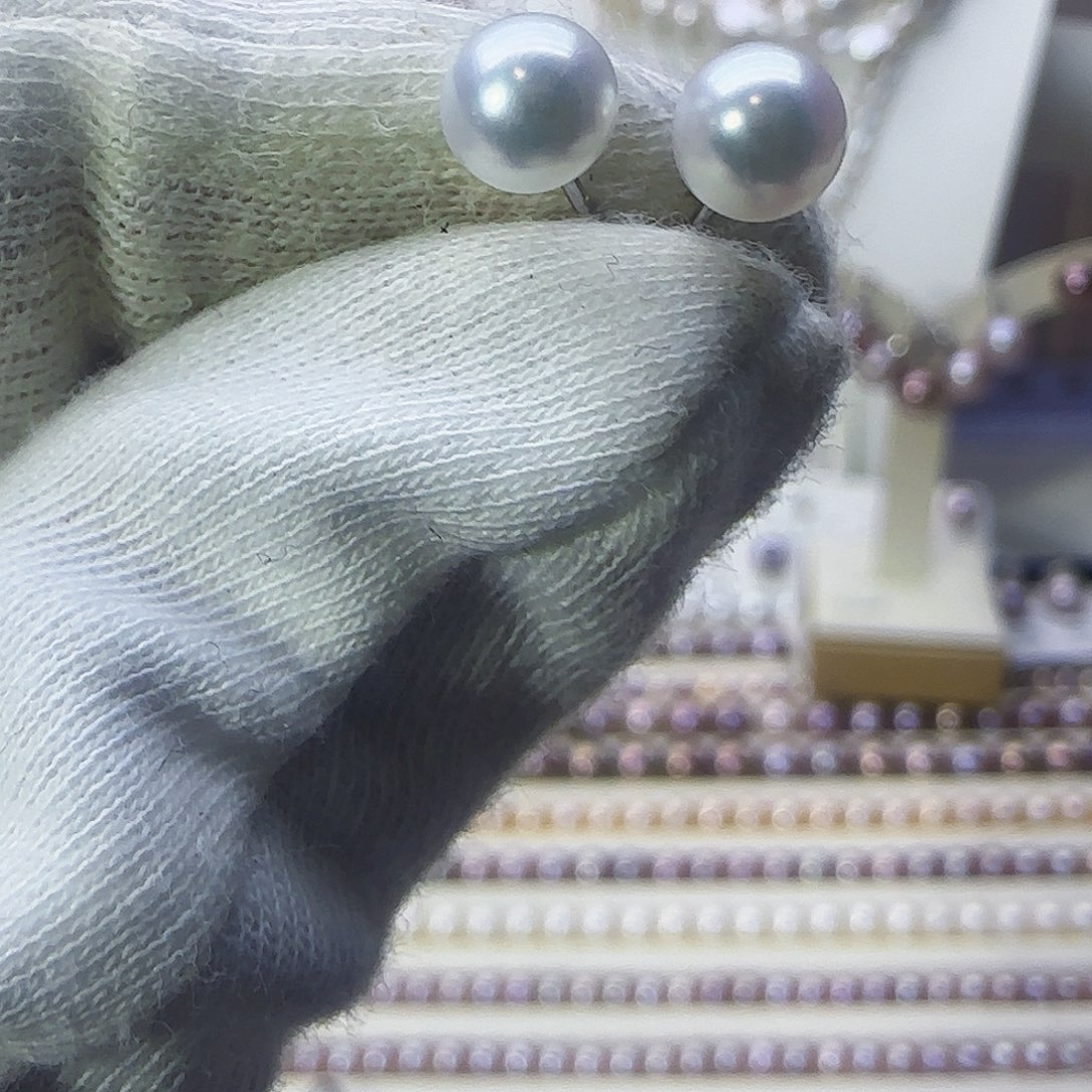 淡水珍珠耳钉银S925镶嵌