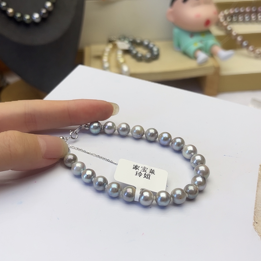 海水珍珠银S925镶嵌手绳